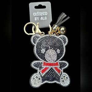 Sparkly Rhinestone Teddy Bear Bag Charm /  Keychain